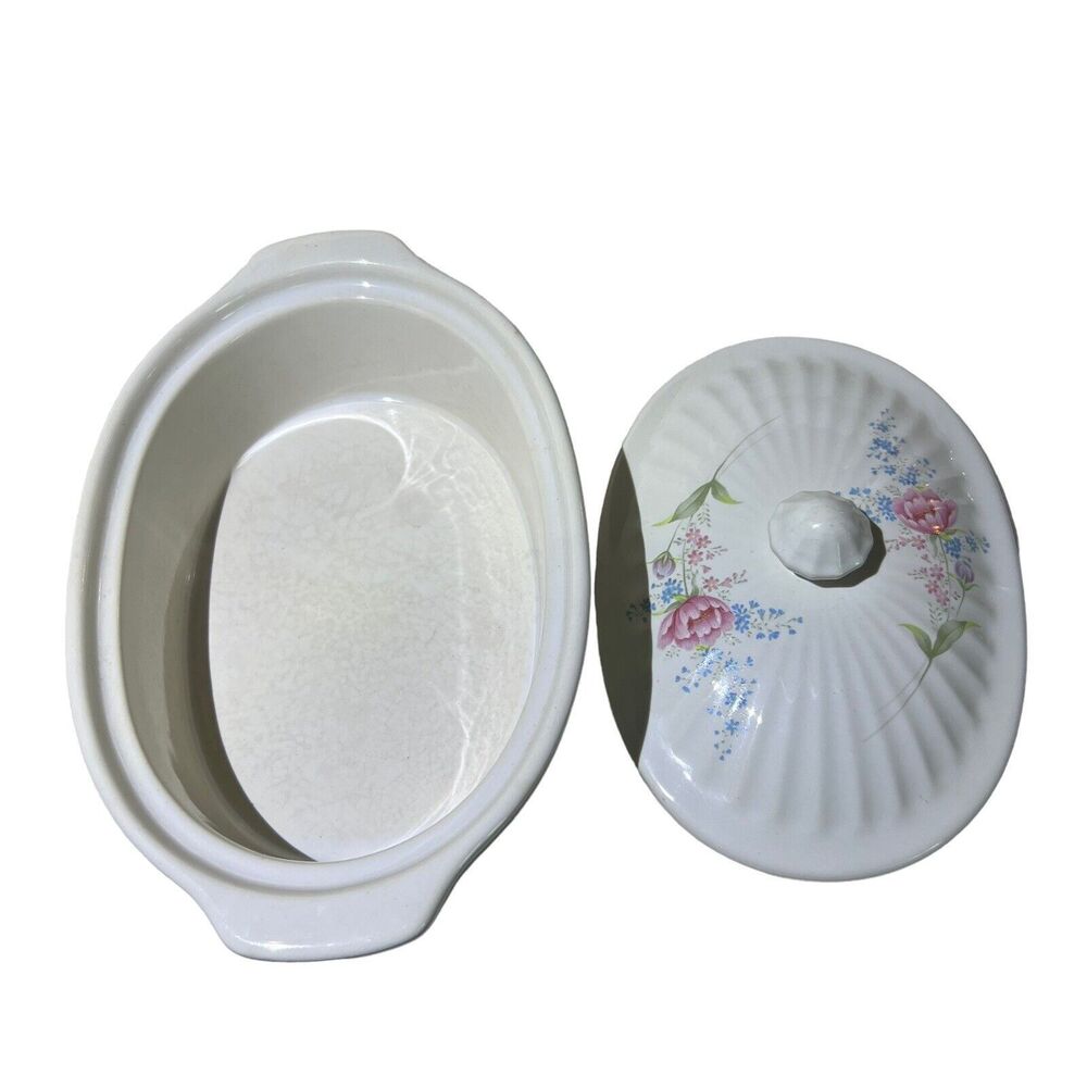 VTG‎ White Floral Single Serve Casserole Dish 8.5x5.5 Oven Microwave Safe Japan - Picture 8 of 13